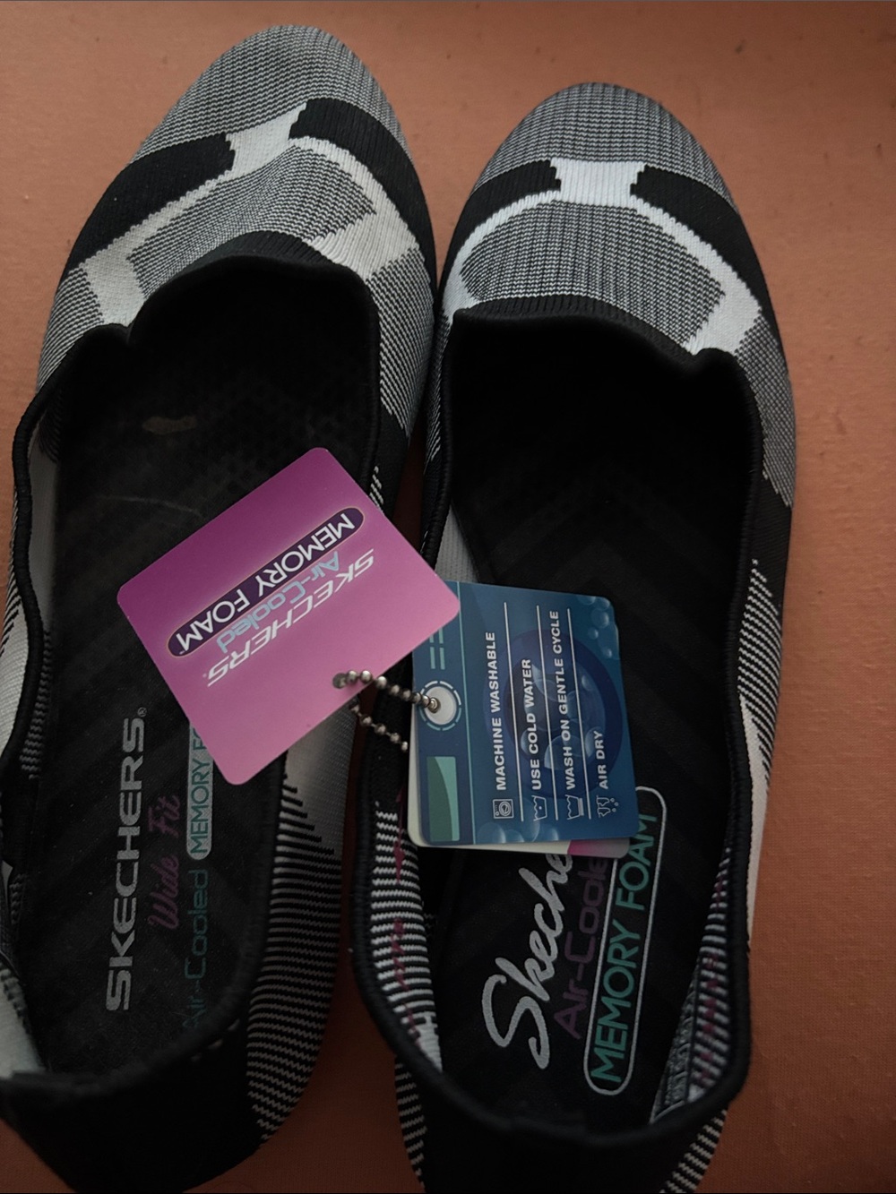 Skechers Black and Gray Slip-On Knit Memory Foam Flats - Picture 2 of 5